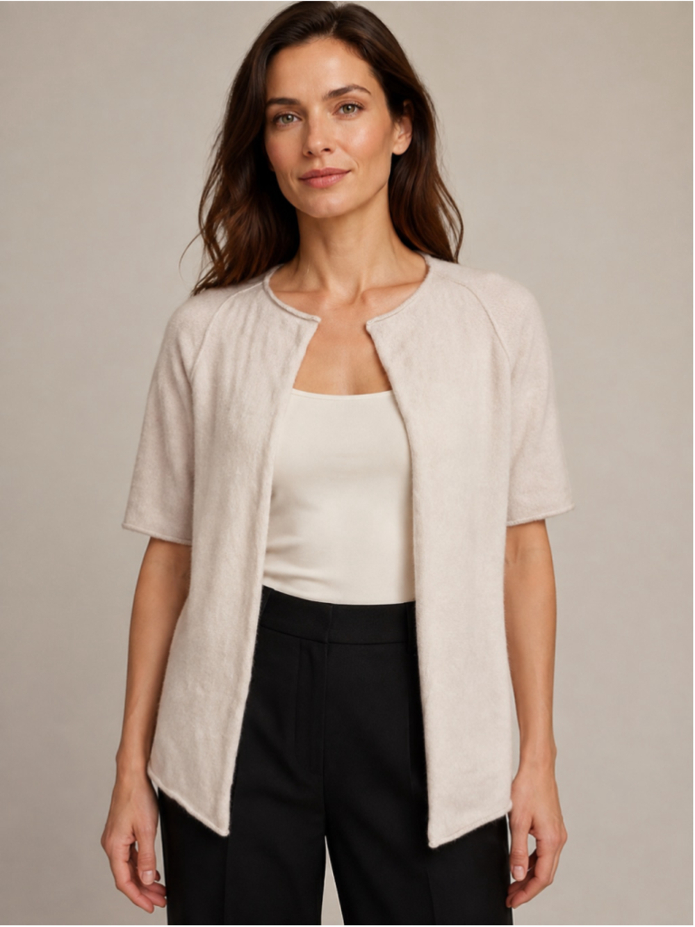 Lamberto Losani Women’s Small 100% Cashmere Open-Front Cardigan Made in Italy